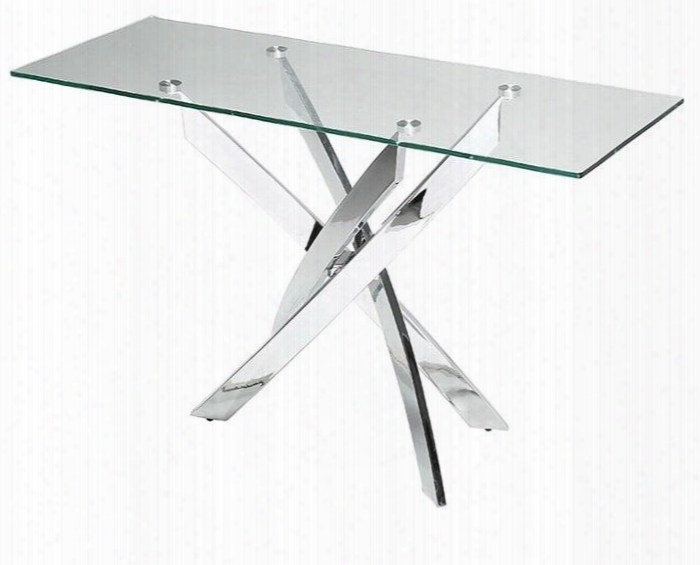 Modrest Pyrite Vgewf7033aa 47" Console Table With 10mm Clear Glass Top Annd Chrome