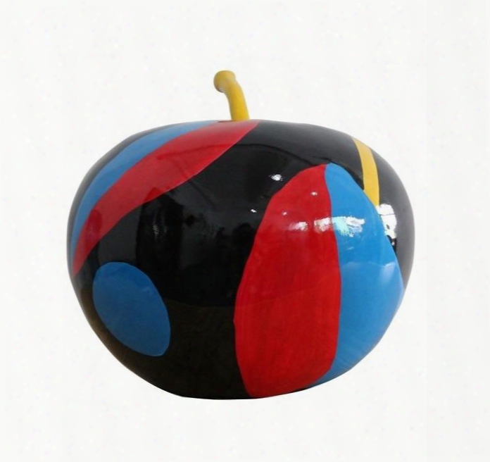 Modrest Vgth526 15" Apple Sculpture With Round Shape In Multi Gloss