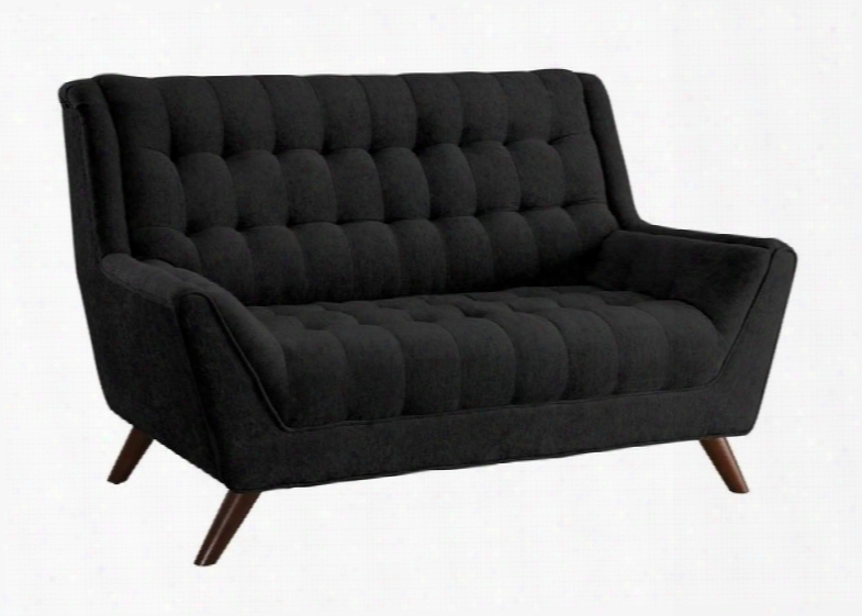 Natalia 503775 63" Retro Loveseat With Flared Arms Tufted Seating Pocket Coil Seating Kiln Dried Hardwood Frame And Chenille Fabric Upholstery In Black