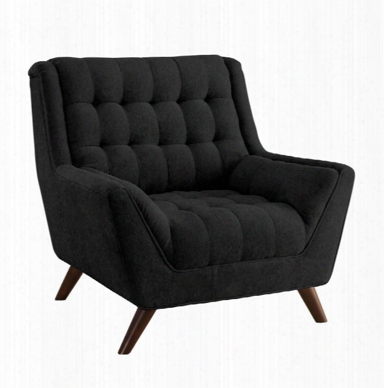 Natalia 503776 40.5" Retro Armchair With Flared Arms Tufted Seating Pocket Coil Seating Kiln Dried Hardwood Frame And Chenille Fabric Upholstery In Blackk