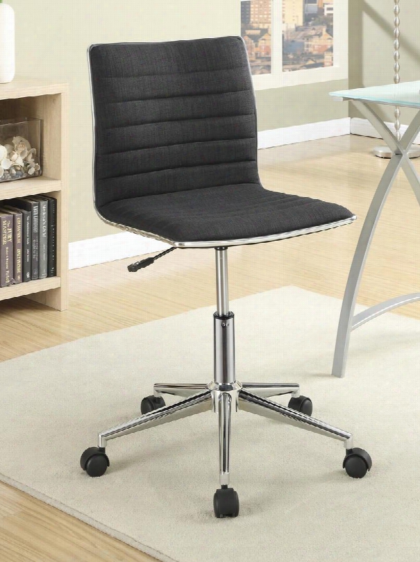 Office Chairs 800725 21&quo; Office Chair With Chrome Base Adjustable Seat Height Fabric Upholstered Back And Seat In Black