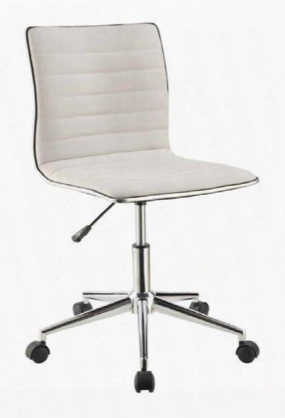 Office Chairs 800726 21" Office Chair With Chrome Base Adjustable Seat Height Fabric Upholstered Back And Seat In Cream