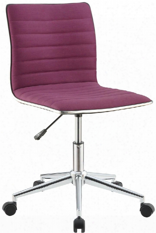 Office Chairs 800728 2&1quot; Office Chair With Chrome Base Adjustable Seat Height Fabric Upholstered Back And Seat In Purple