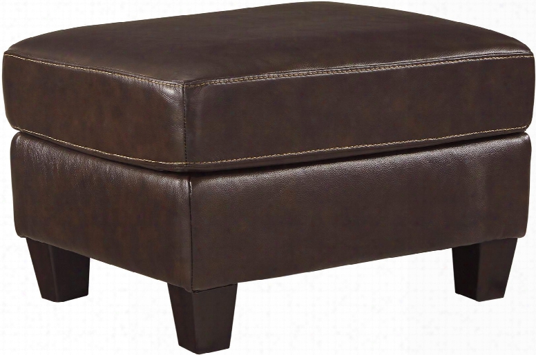 O'kean 5910514 3&5quot; Ottoman With Leather Match Upholstery Stitching Details And Tapered Legs In