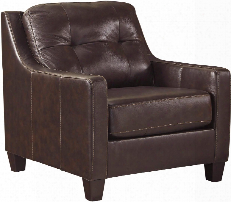 O' Kean 9510520 35" Chair With Tufted Back Cushion Leather Match Upholstery And Sleek Track Arms In