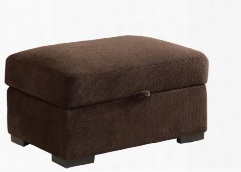 Olson 500146 32.5" Storage Ottoman With Rectangular Shape Pocket Coil Seating Hidden Storage Wooden Legs And Fabric Upholstery In Chocolate