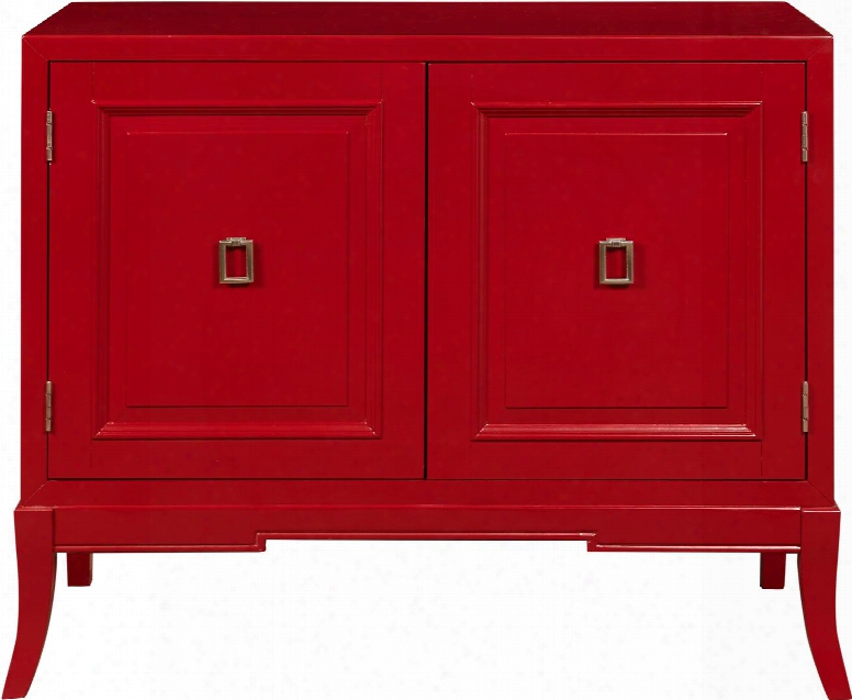 P017027 38" Accent Chest Including Two Doors And One Adjustable Shelf With Molding Detail Brushed Chrone Hardware And Tapered Legs In