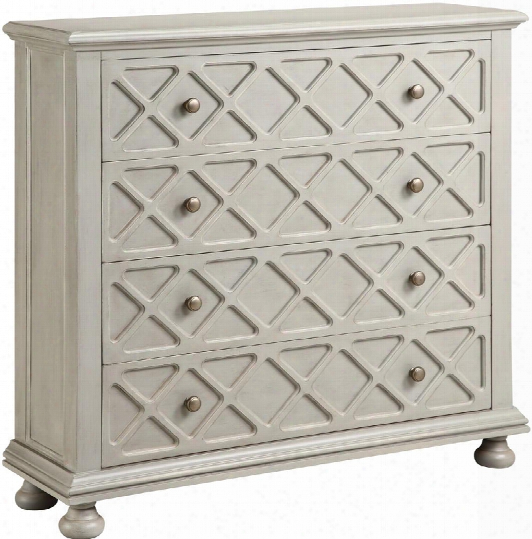 Paige 13222 40" 4-drawer Chest With Diamond Pattern Fretwork Hand Painted Bun Feet In