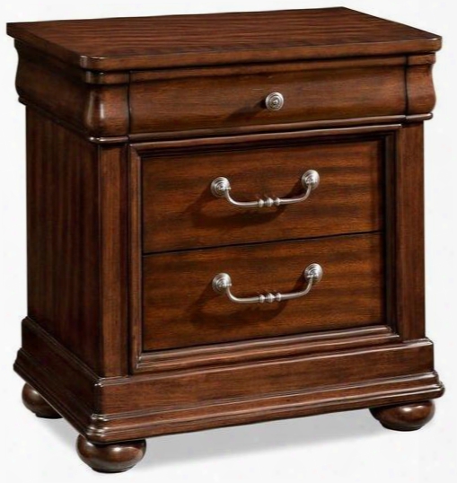 Parkview 398-670nstd 27" Night Stand With Bun Feet Molding Details And Bourbon
