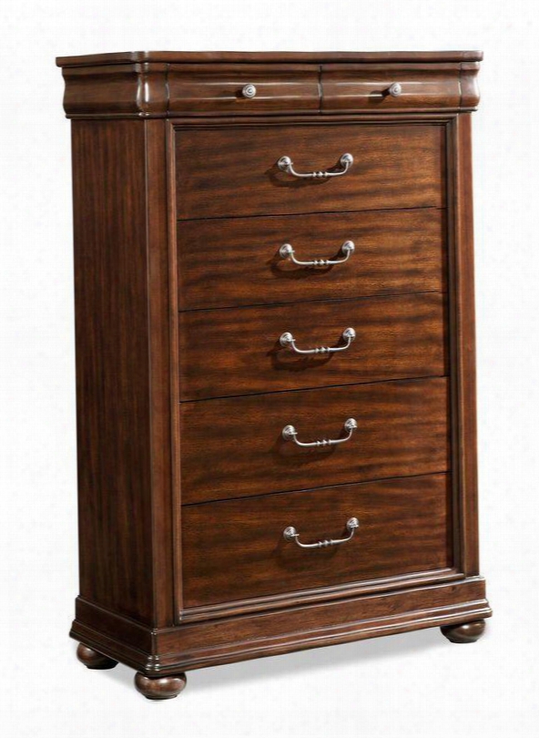 Parkview 398-681chest 38" Drawer Chest With Bun Feet Molding Details And Bourbon