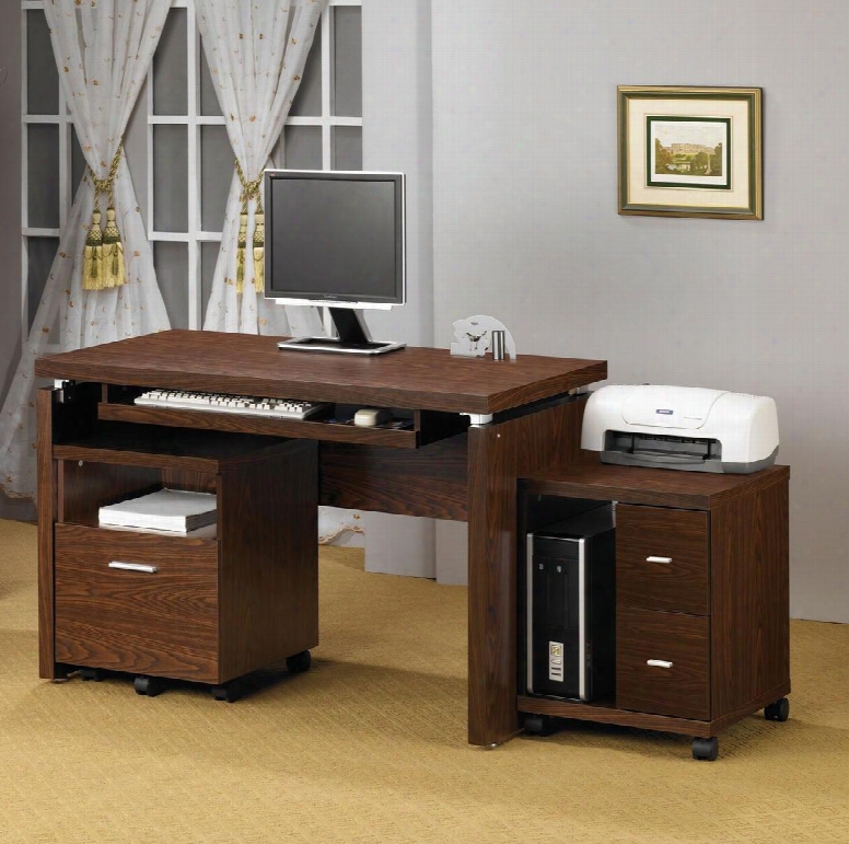 Peel 800831ds 2 Pc Office Furniture With Computer Desk + Computer (cpu) Stand In Brown