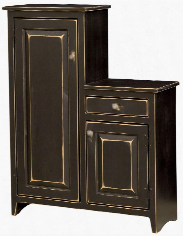 Peters 465205b 36" Pie Pantry With 2 Doors 1 Drawer Simple Knobs And Premium Grade Pine Wood Construction In Black