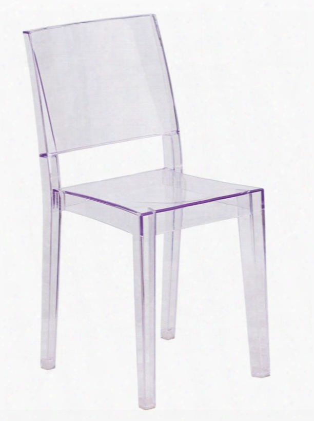 Phantom Fh-121-apc-gg 34" Tall Transparent Stacking Side Chair With Contoured Seat Polycarbonate Molded Structure And Protective Rubber Floor
