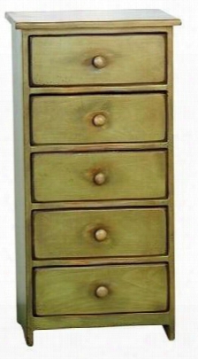 Poppy 465208sa 18" Chest With 5 Drawers Simple Knobs And Premium Grade Pine Wood Construction In Sage Antique