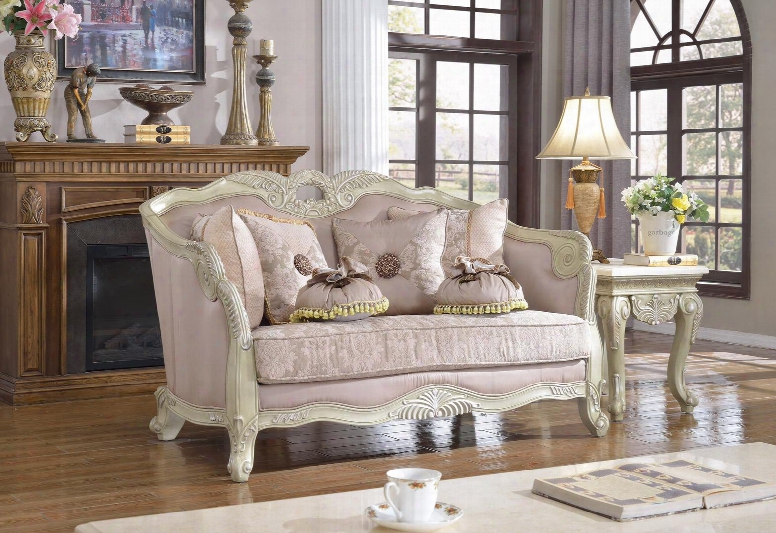 Positano 621l 65" Loveseat With Accent Pillows Included Solid Wood Hand Crafted Designs And Removable Backs In Antique