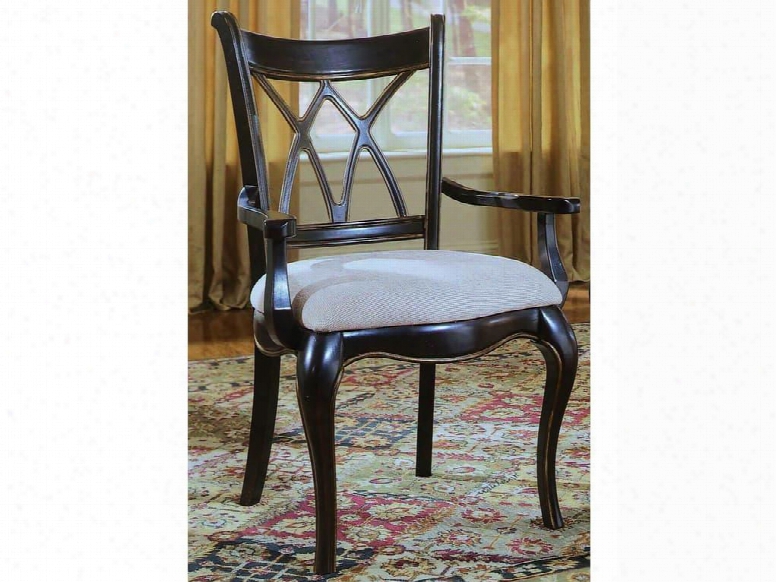 Preston Ridge Series 864-75-400 40" Traditional-style Dining Room X-back Arm Chair With Cushion Cabriole Legs And Fabric Upholstery In