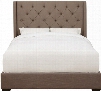 1927-25-TAUPEBEDQ 85" 100 Percent Polyester Fabric Upholstered Queen Bed with Button Tufting and Tapered Legs in