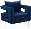 Carson 502Navy 32" Accent Chair with Acrylic Legs Contemporary Design and Black Velvet in