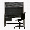 Graphite 8942414DHC 3 PC Set with Desk + Hutch + Chair with Ash Veneers and Hardwood Solids Material in Black