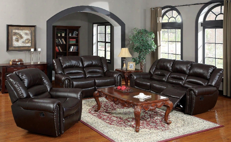 Ralph 50285slr 3 Pc Living Room Set With Sofa + Loveseat + Recliner In Brown