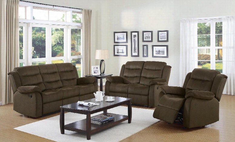 Rodman 601881slc 3 Pc Living Room Set With Sofa + Loveseat + Chair In Chocolate