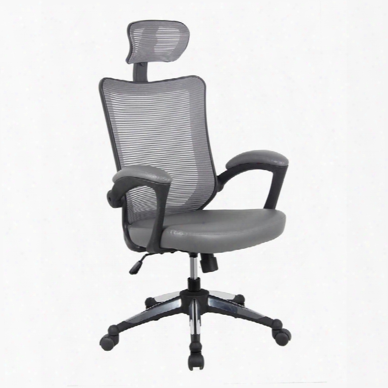 Rta-80x3-gry High-back Mesh Executive Office Chair With Headrest. Color: