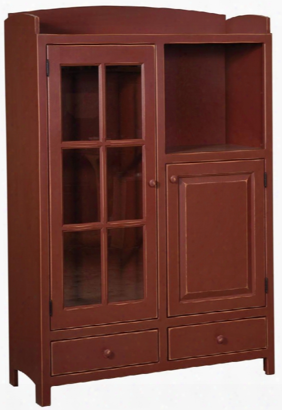Samuels 465005r 43.5" Pottery Pantry With 2 Doors 2 Drawers Simple Knobs And Premium Grade Pine Wood Construction In Red