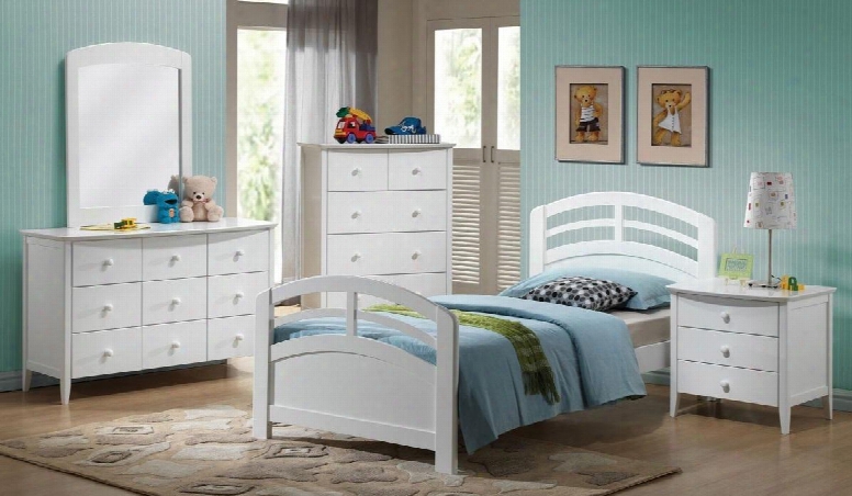 San Marino 19150tdmcn 5 Pc Bedroom Set With Twin Bed + Dresser + Mirror + Chest + Nightstand In White