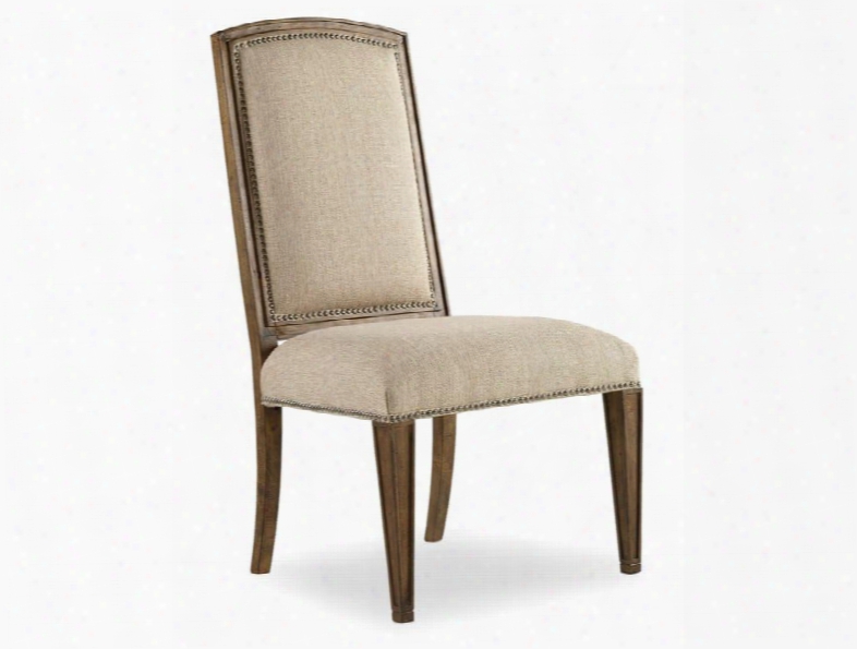 Sanctuary Series 5401-75510 44" Dining Room Upholstered Side Chair With Tapered Legs Nail Head Accents And Fabric Upholstery In Aurora