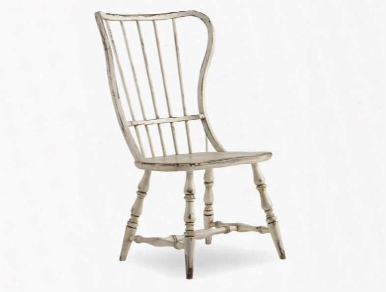 Sanctuary Series 5403-75310 43" Casual-style Dining Room Spindle Back Side Chair With Turned Legs Stretchers And Distressed Detailing In Vintage Chalky