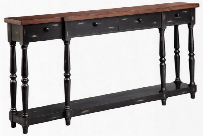 Simpson 13137 72" Solace With 4 Drawers Hand Painted Lwer Storage Shelf And Six Turned Legs In Black