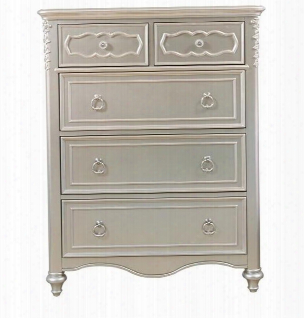 Sterling 8471440 38" Chest With 5 Drawers Dust Bottoms Mitered Molding Borders Turned Legs Selected Veneers And Hardwood Solid Constructin In Metallic