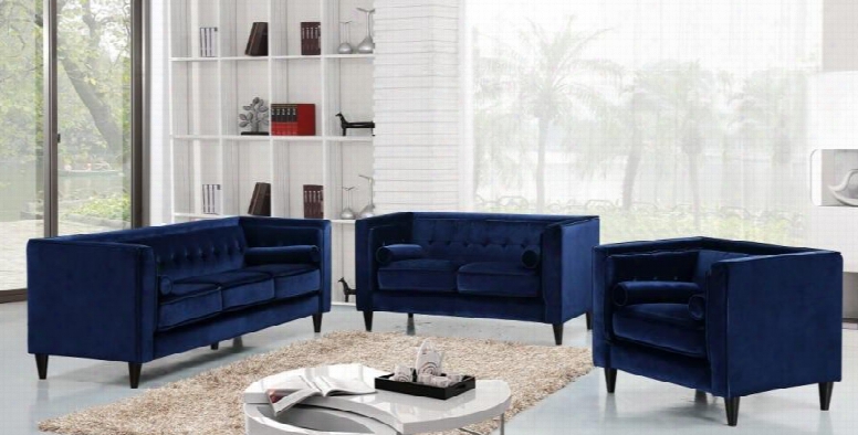 Taylor 642navyslc 3 Pc Living Room Set With Sofa + Loveseat + Chair In Navy