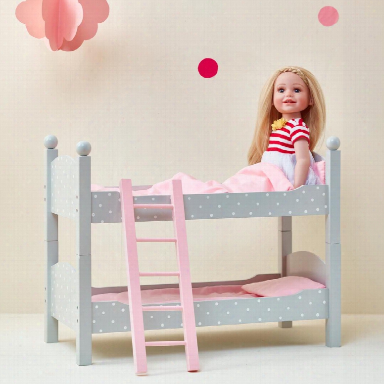 Td0095ag 18 Inch Doll Furniture - Double Bunk Bed (grey Polka