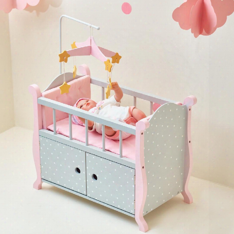 Td0206ag Baby Doll Furniture - Nursery Crib Bed With Storage (grey Polka