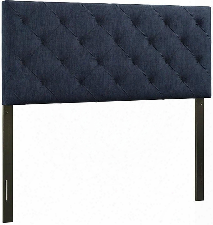 Theodore Mod5040nav Contemporary Queen Size Headboard With Button Tufted Details Lvl Mdf And Plywood Frame And Fine Vinyl Upholstery In Navy