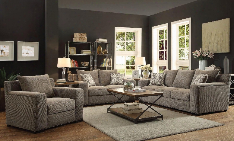 Ushury 52190slct 6 Pc Living Room Set With Sofa + Loveseat + Chair + Coffee Table + 2 End Tables In Grey