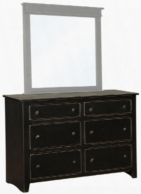 Verdad Shaker 465124b 50" Dresser With 6 Drawers Metal Hardware And Pine Wood Construction In Black