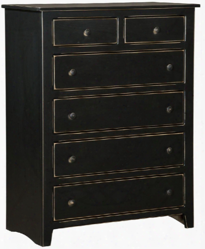 Verdad Shaker 465126b 38" Chest With 6 Drawers Metal Hardware And Pine Wood Construction In Black