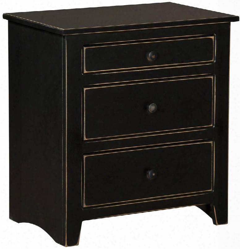Verdad Shaker 465127b 26" Nightstand With 3 Dawers Metalhardware And Pine Wood Construction In Black