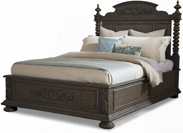 Versailles Collection 980-060-kbed 96" California King Size Poster Bed With Mid-19th Century French Style Decorative Bun Feet Arched Panel Headboard Ornate