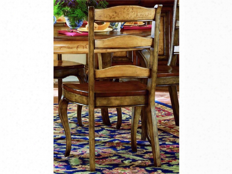 Vineyard Series 478-75-310 40" Traditional-style Dining Room Ladderback Side Chair With Cabriole Legs Tapered Legs And Carved Detailing In