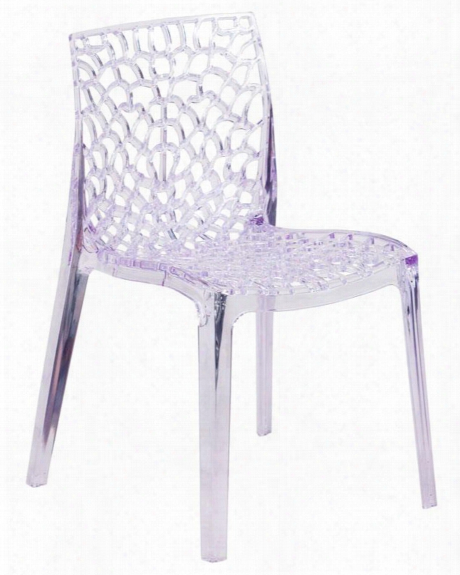 Vision Fh-161-apc-gg 32" Tall Transparent Stacking Side Chair With Contoured Design Intricate Cut-out Design And Protective Rubber Floor