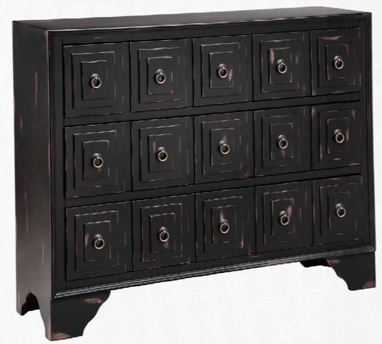 Vissia 13090 42" 3-drawer  Chest With Drop Ring Pull Hardware Apothecary Style And Hand Painted In