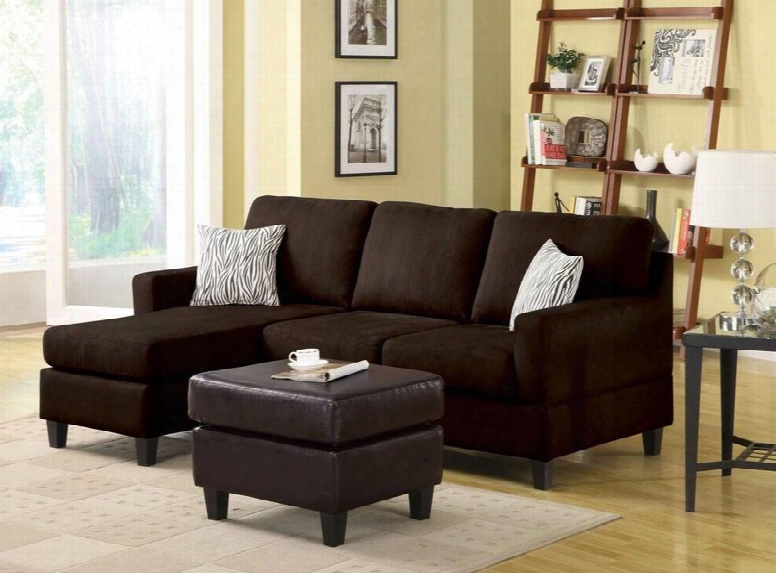 Vogue 05907aso 2 Pc Living Room Set With Reversible Chaise Sectional + Ottoman In Chocolate