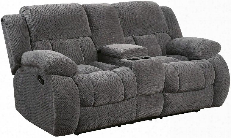 Weissman 601922 87" Motion Loveseat With Plush Scoop Seating Kiln Dried Hardwood Frame Sinuous Spring Base Cushioned Headrest And Fabric Upholstery In Grey