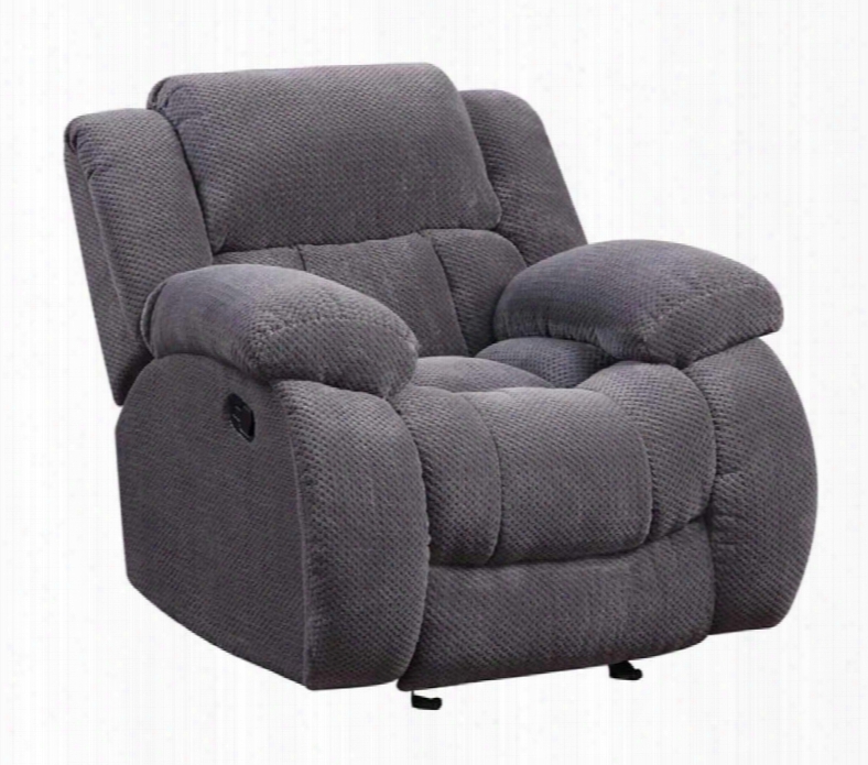 Weissman 601923 42" Glider Recliner With Plush Scoop Seating Kiln Dried Hardwood Frame Sinuous Spring Base Cushioned Headrst And Fabric Upholstery In Grey