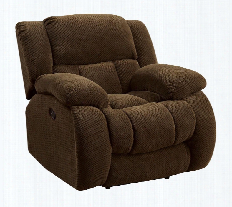 Weissman 601926 42" Glider Recliner With Plush Scoop Seating Kiln Dried Hardwood Frame Sinuous Spring Base Cushioned Headrest And Fabric Upholstery In Brown