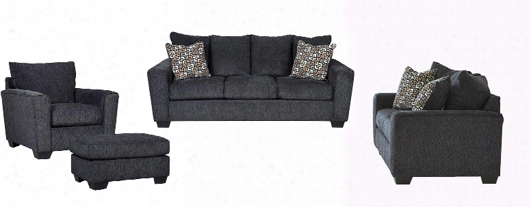 Wixon 57002slco 4-piece Living Room Set With Sofa Loveseat Chair And Ottoman In Slate