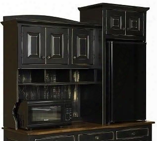 Zack Caf 4650095bmc 60" Hutch With 5 Doors Metal Knobs (refrigerator And Microwave Not Included) In Rustic Black